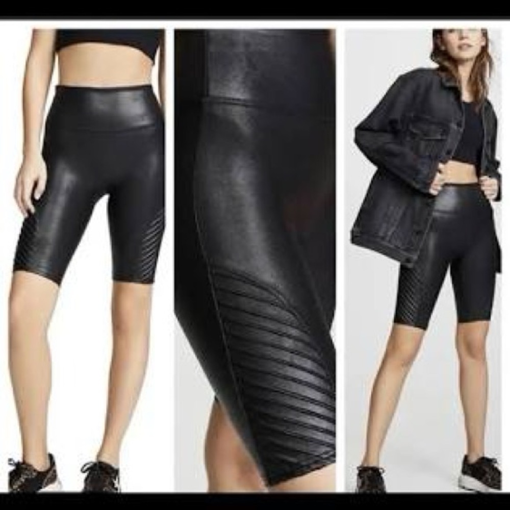 SPANX Black Faux Leather Shorts